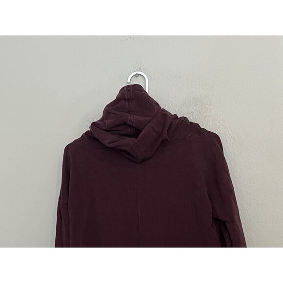 Lululemon Sweatshirt Size 6 Burgundy Stress Less Funnel Neck Hoodie Pullover - Picture 8 of 14